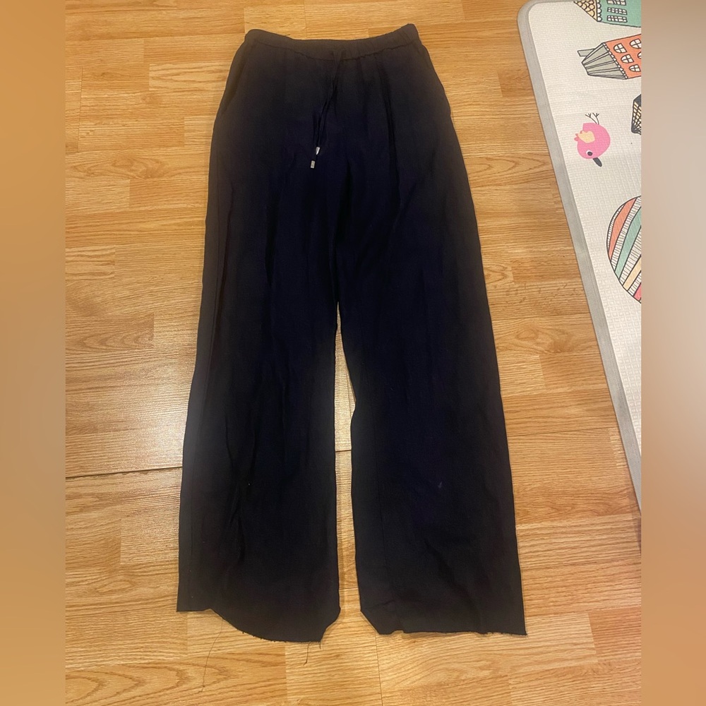 Navy Wide-Leg Pants